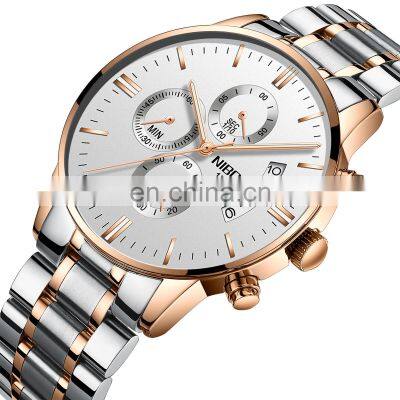 NIBOSI 2309 Mens Quartz Watch Bands Casual Tourbillon Automatic Mechanical Watch Luxury Business Stainless Steel Wristwatch