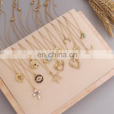 Women's Necklace Fashion Ornament Eye Stainless Steel Pendant Personality Fashion Ins Necklace Bull Head Moon Jewelry N853