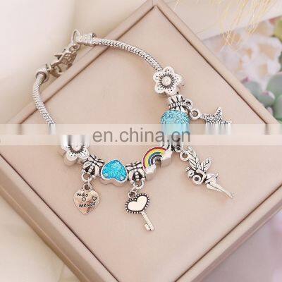 New Women's Jewelry DIY Charm Bracelet Love Drop Bracelet Fashion Big Hole Bead Multicolor Jewelry B312