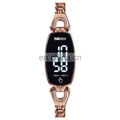 Original hand touch ladies wristwatch Skmei 1588 luxury led light display digital movement women watches