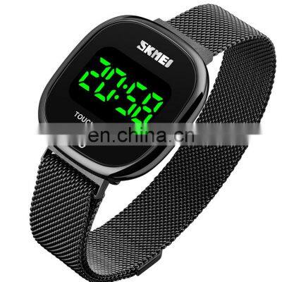 Hot selling LED touch digital men wristwatch top brand Skmei 1589 waterproof mesh strap relogio masculino