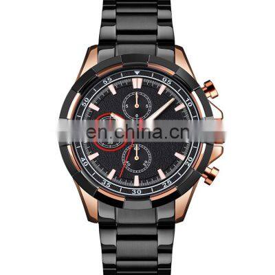Skmei 9192 Quartz Analog Waterproof 3ATM Stainless Steel Black Gold Luxury Men Wrist Watch
