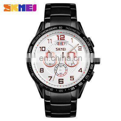 Skmei 9176 men wrist watch silver japan movt quartz watch stainless steel back water resistant