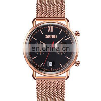Wholesale luxury brand business men wristwatch Skmei 9206 japan movement waterproof mesh belt quartz watch
