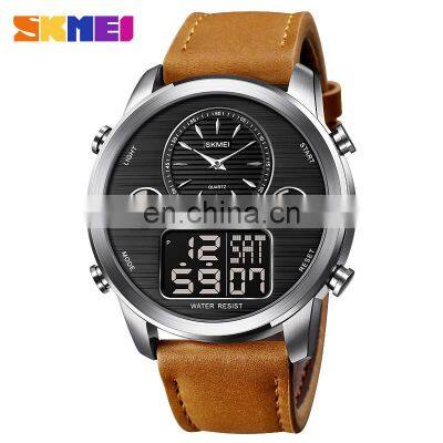 New design watch model fashion brand Skmei 1653 top quality 30m waterproof genuine leather quartz wristwatch