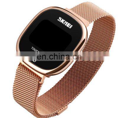 SKMEI 1589 stainless steel band watches time digital display led light watch