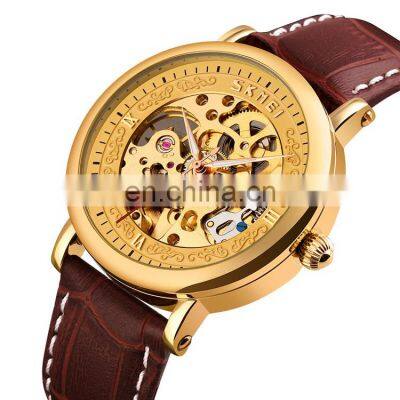 9229 skmei mechanical automatic watch genuine leather cheap watches for men