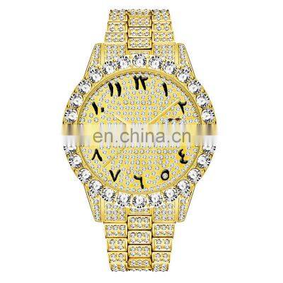 Top 18k Gold Arabic Number Watch Men Luxury Diamond Iced Out Watches Top Brand Luxury High Quality Male Quartz diamond Watch