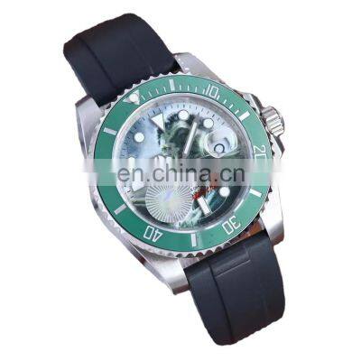 Men's Brand Waterproof Fashion Wrist Black Leather Strap Automatic Mechanical Movement Watch