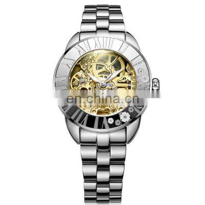 2018 Customized cheap transparent automatic lady watch
