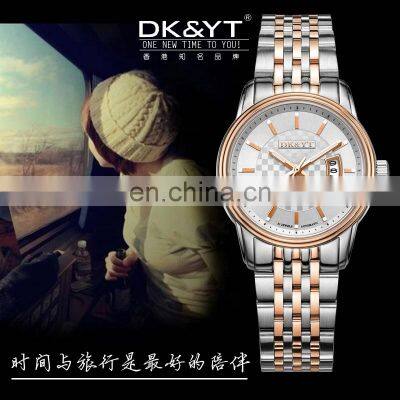Hot Sale Stainless Steel Case calendar window water resistant custom logo couples mechanical watch