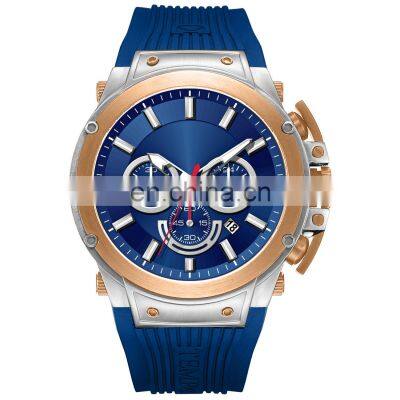 Customized Sport Classic Montre Homme Blue Silicone Straps Luxury Wristwatches Water Proof Man Watch