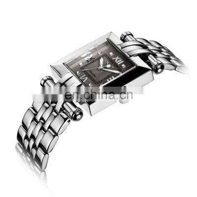 Black Dial Fashion Square Watches Japan Movt Stainless Steel Strap Watch OEM Ladies Quartz Watch