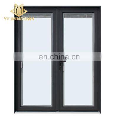 Australia standard aluminum double galzed hinged door with blind built