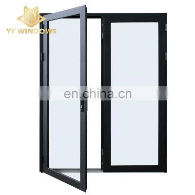 Luxury interior tempered glass simple design aluminum casement door for house
