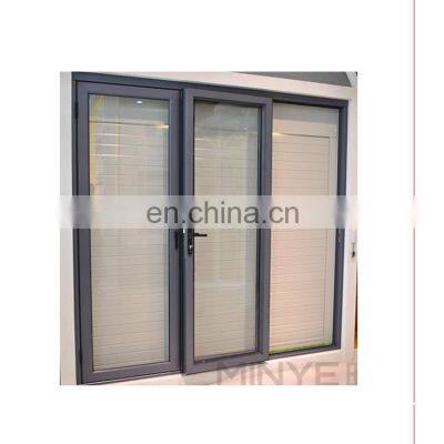 Buy wood texture aluminum windows triple tracks sliding window price