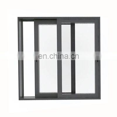 High quality frame profile aluminum alloy three track modern house black double glass sliding window