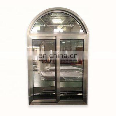 residential wholesale price modern profile arch top designs double glass champagne color frame latest aluminium sliding window