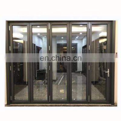 villa modern big size accordion glass exterior black framed french design bifold patio aluminum profile folding door