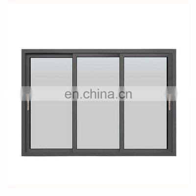 Commercial double glazing gray powder coated aluminum sliding window frame profiles