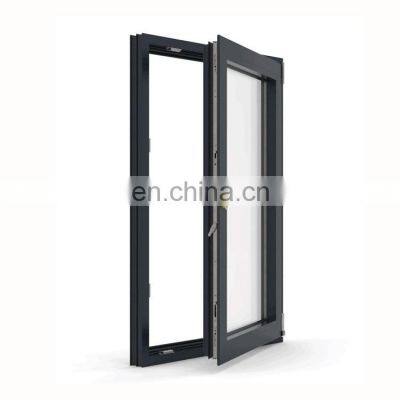 New border design tempered glass picture black upvc commercial aluminum frames swing window