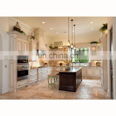 Classic island luxury kitchen unit european style wooden kitchen cabinet set