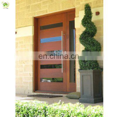 Entrance mahogany wood single glass swing door