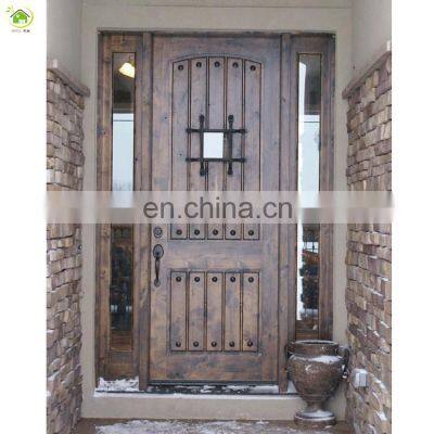 Reasonable price solid wood antique teak entrance wood door with sidelights contemporary entry knotty alder main door designs