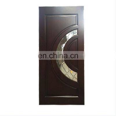 Exterior fiberglass walnut front door with single sidelight modern hardwood half glass front exterior door