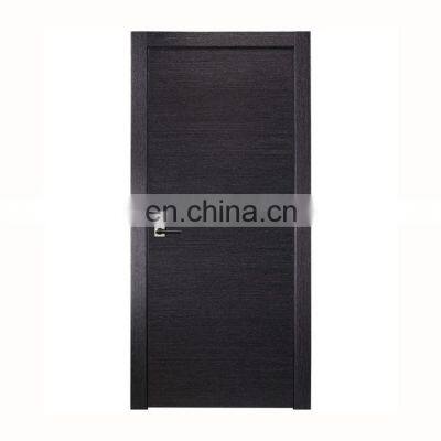 Custom modern prehung flush solid oak wood core panel flush slab black reasonable price villa bedroom door