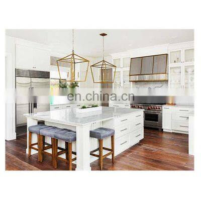 Custom I shaped euro antique wood white style small kitchen cabinet