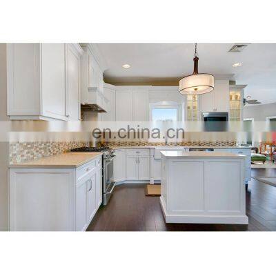 Contemporary white shaker design simple wooden cupboard units carpenter kitchen cabinet