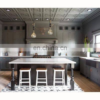 Dark grey shaker design modern pantry classic wood wall storage high quality kitchen cabinet