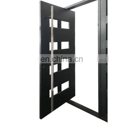 Large exterior decorative steel high security storm metal entry pivot door