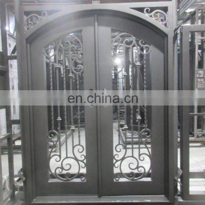 Unique residential round safety custom wrought iron entry front door
