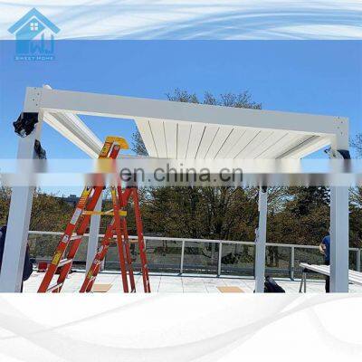 Outdoor automatic waterproof louvered patio cover aluminium pergola for super Customized attached to wall modern aluminium /alum