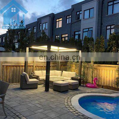 Home Garden Sunproof Aluminum Louvres Roof With Motorised Side Screen Aluminum Pergola