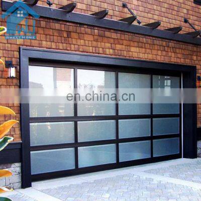 double tempered glass black color garage door panels with German motor other doors