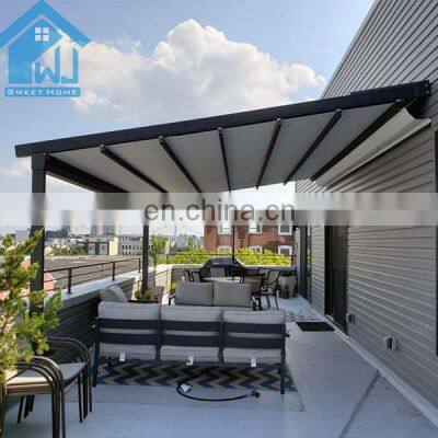 Outdoor Waterproof Awning Pergola Automatic Aluminum Gazebo Retractable Roof with Side Blinds