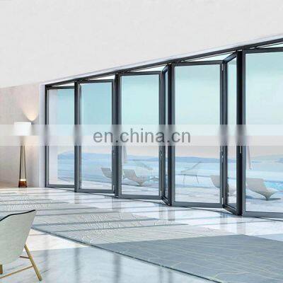 AS2047 prefab house horizontal AS2208 aluminium double glazed folding doors with build in blind