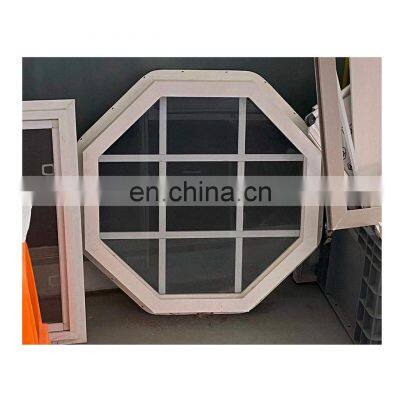 2022 design PVC around fixed decorate windows/new design UPVC window with grill design octagonal window