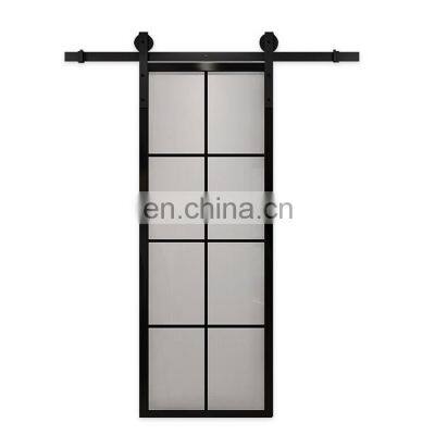 Aluminum Frame Double Glass Interior Door Sliding Barn Door Hardware Lock Aluminium Doors