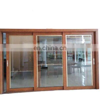 WOOD Aluminum blind inside pvc double glass doors