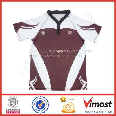 Custom Sublimation Short Sleeves Rugby Jersey of V-Neck