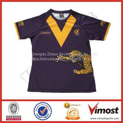 Custom Sublimation Round Neck Rugby Jersey with 100% polyester