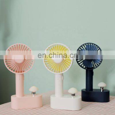 Hot Sale Mushroom Light Handheld Fan Portable Mini Fan Rechargeable Battery Fan For Car Home