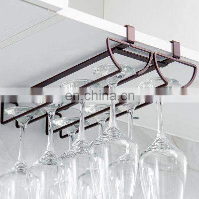 Hot Selling Kitchen Wine Glass Holder Cup Hanger Goblet Shelf Locker Bar Iron Wall Mount Wine Glass Hanging Rack