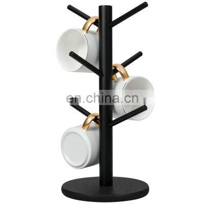 Mug Holder Tree (Black), Coffee Mug Holder for Counter Stand, Bamboo Mug Rack & Tea Cup Holder