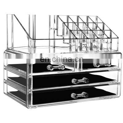 Wholesale Clear Jewelry and Cosmetic Plastic Storage Box Acrylic Makeup Organizer With 4 Drawers