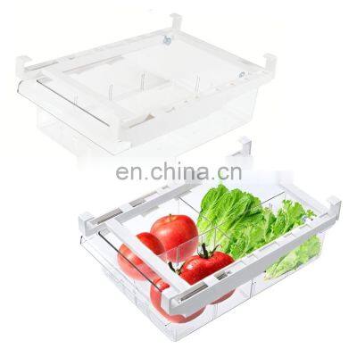 Food Drinks Eggs Fruit Storage Box Pull Out Fridge Drawer Organizer, Clear Plastic Container Refrigerator Organizer Bins
